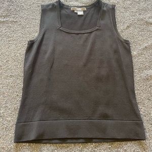 PER SE VINTAGE BLACK NECKLINE Stretch TANK TOP SHELL SZ S